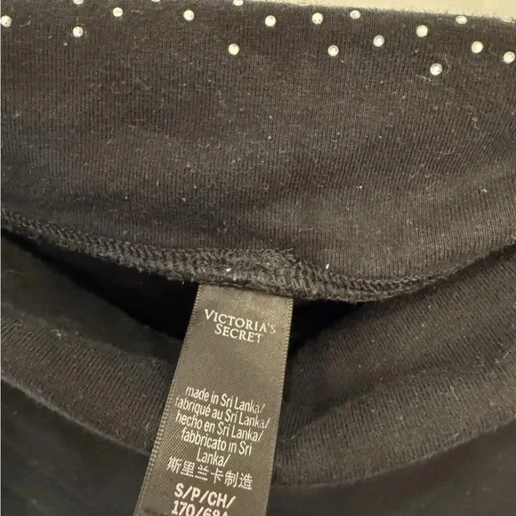 VICTORIAS SECRET FOLD OVER LEGGINGS BLACK BLING CRYSTALS SMALL - Picture 6 of 6
